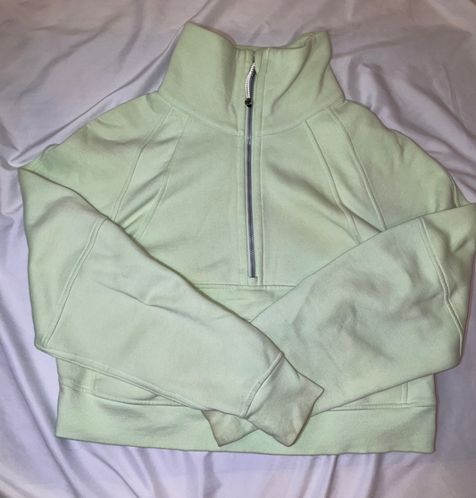 Size S/M Kohlrabi Green Funnel Neck Half Zip Scuba