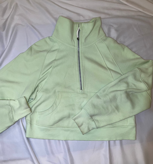 Size S/M Kohlrabi Green Funnel Neck Half Zip Scuba